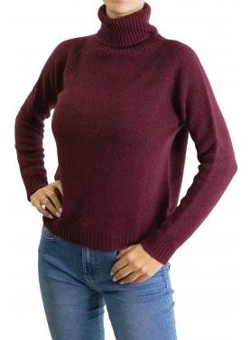 Maglione collo alto tinta unita misto cashmere 